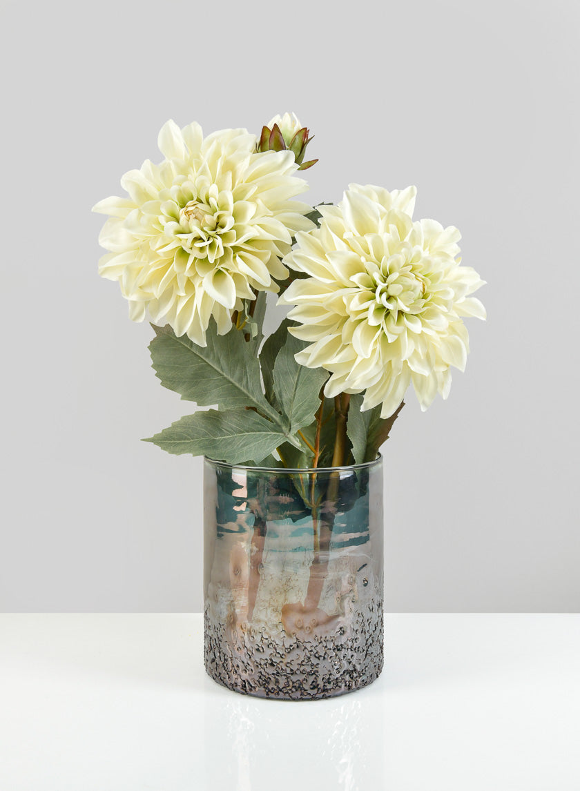 6in Tall Strasbourg Speckled Grey Luster Glass Cylinder Decor Jamali-garden