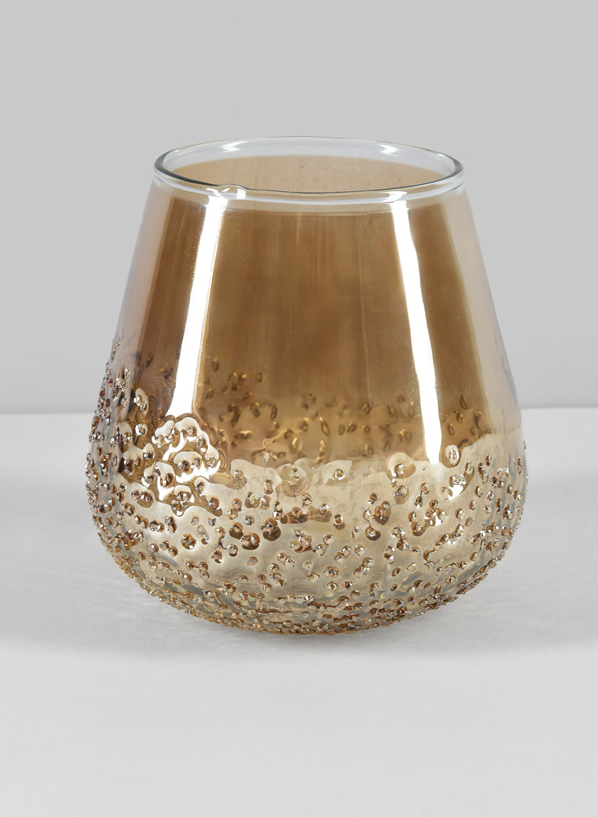 5in Tall Copitas Artisan Speckled Amber Luster Glass Holder Decor Jamali-garden