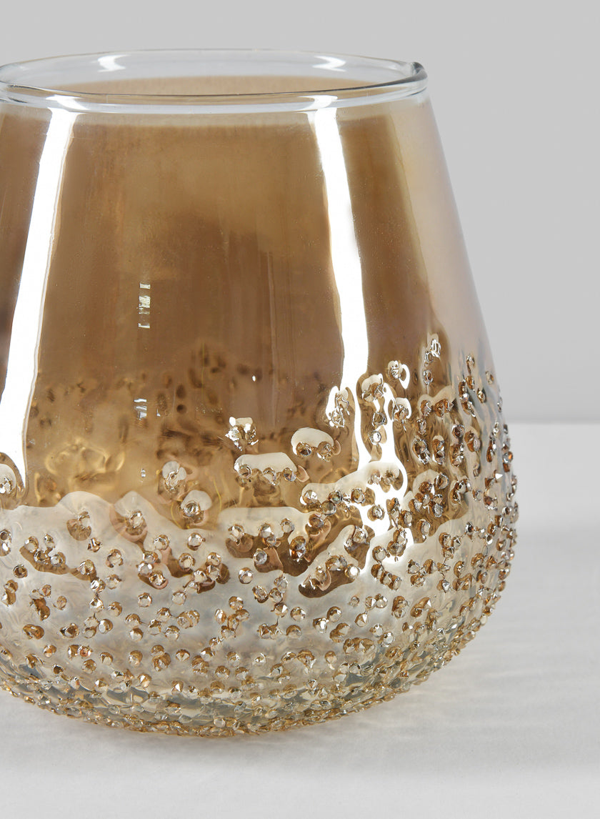 5in Tall Copitas Artisan Speckled Amber Luster Glass Holder Decor Jamali-garden