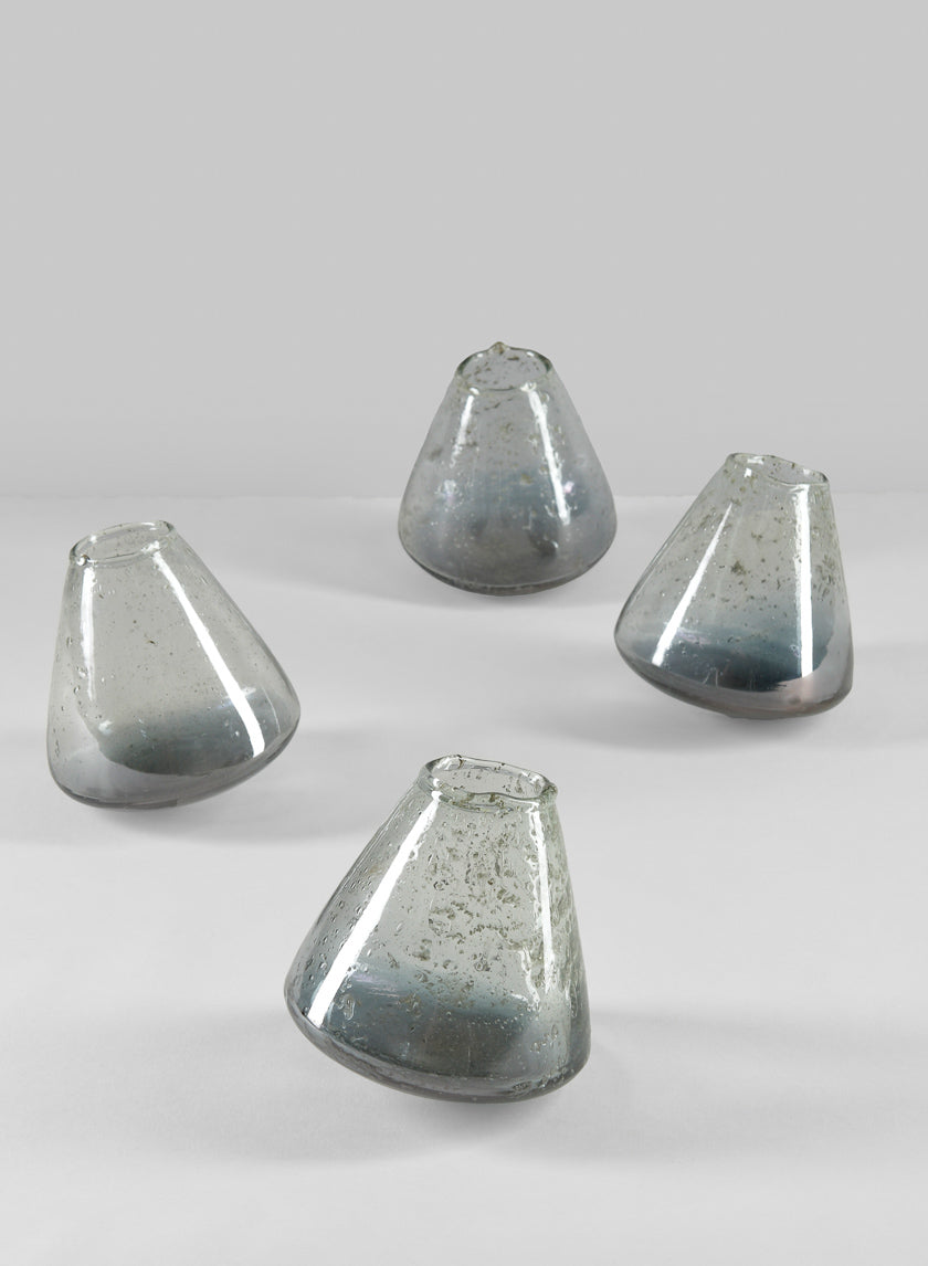 3.75in Tall Tilted Artisan Speckled Luster Smoke Glass Vase Decor Jamali-garden