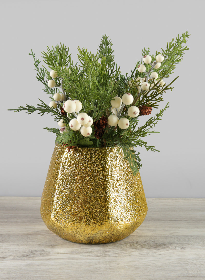 6in Tall Equinox Artisan Shimmer Gold Tone Glass Holder Decor Jamali-garden