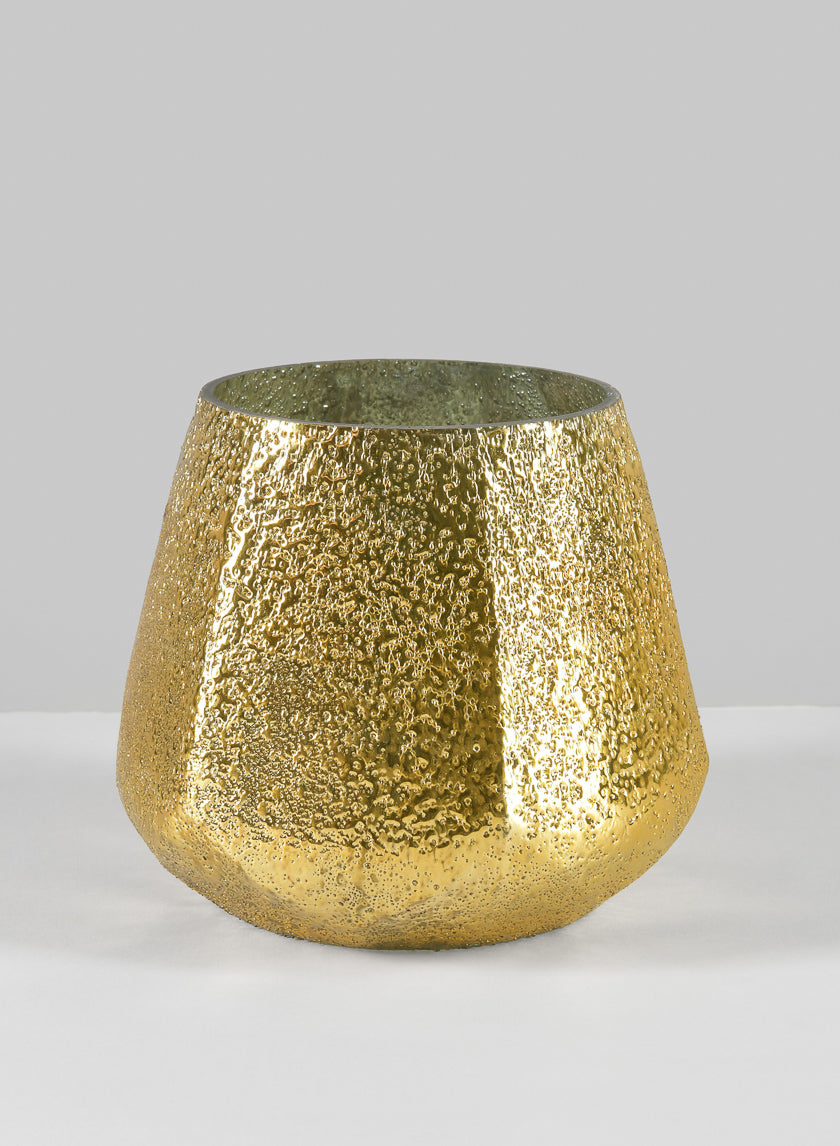 6in Tall Equinox Artisan Shimmer Gold Tone Glass Holder Decor Jamali-garden