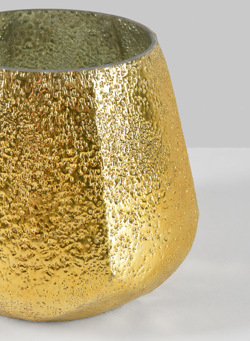 6in Tall Equinox Artisan Shimmer Gold Tone Glass Holder Decor Jamali-garden
