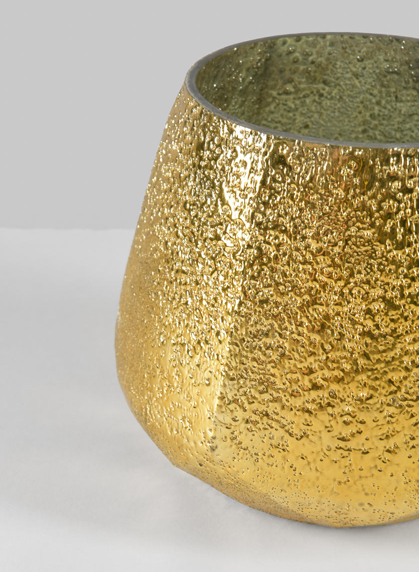 6in Tall Equinox Artisan Shimmer Gold Tone Glass Holder Decor Jamali-garden