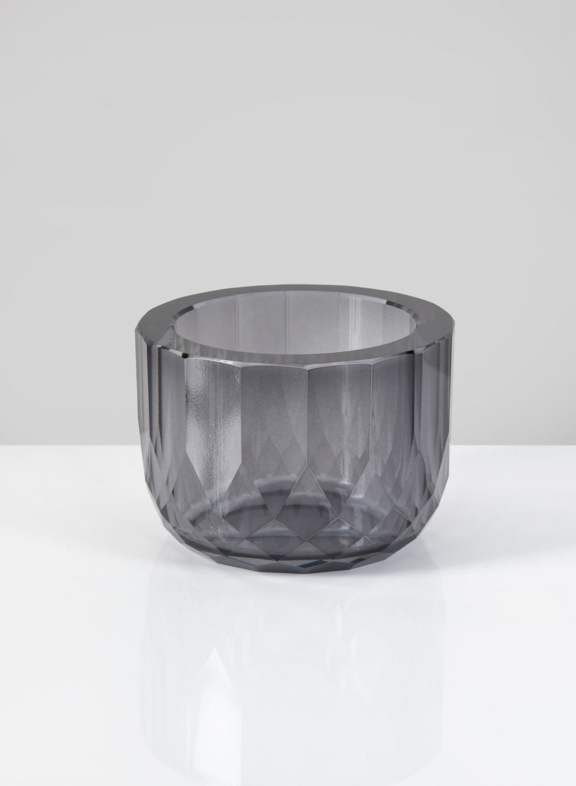 4in Wide Spray Grey Glass Crystal Bowl Decor Jamali-garden