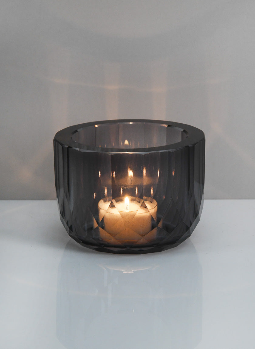 4in Wide Spray Grey Glass Crystal Bowl Decor Jamali-garden