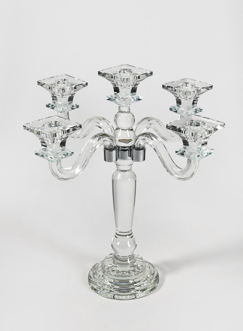 15in Tall Crystal Square Cup Candelabra Decor Jamali-garden