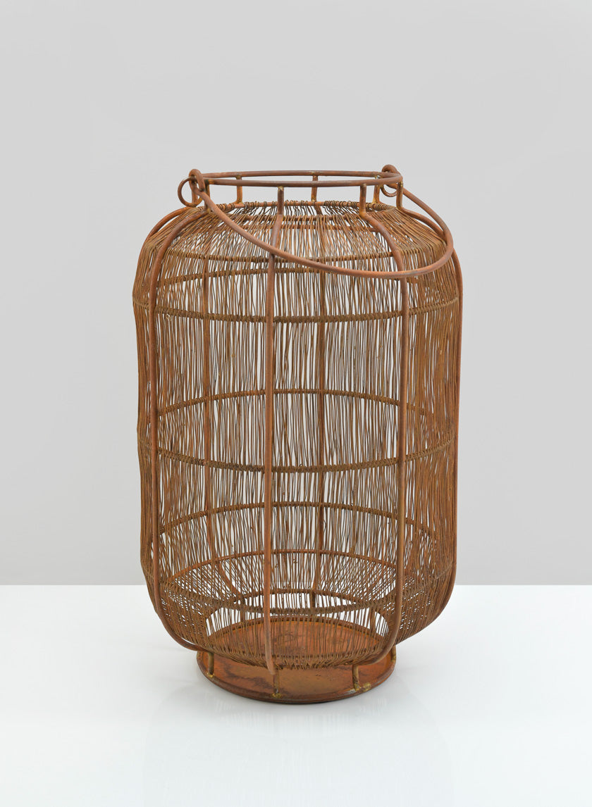 13.5in Tall Bordeaux Barn Rust Look Wired Lantern Decor Jamali-garden