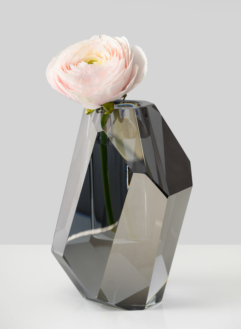 6in Tall Moser Luxe Chiseled Crystal Glass Vase Decor Jamali-garden