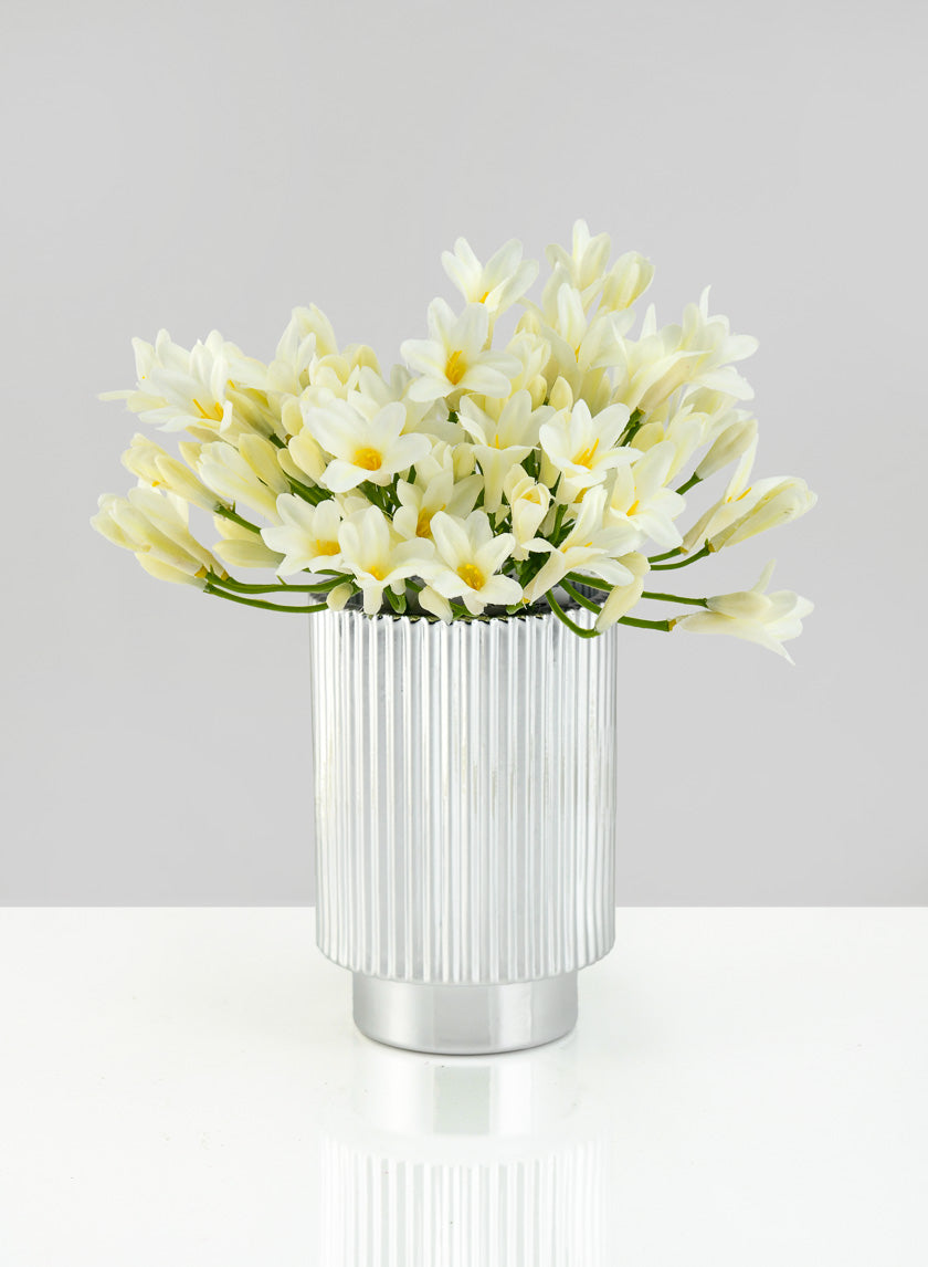 5in Tall Silver Pleated Glass Votive Holder Decor Jamali-garden