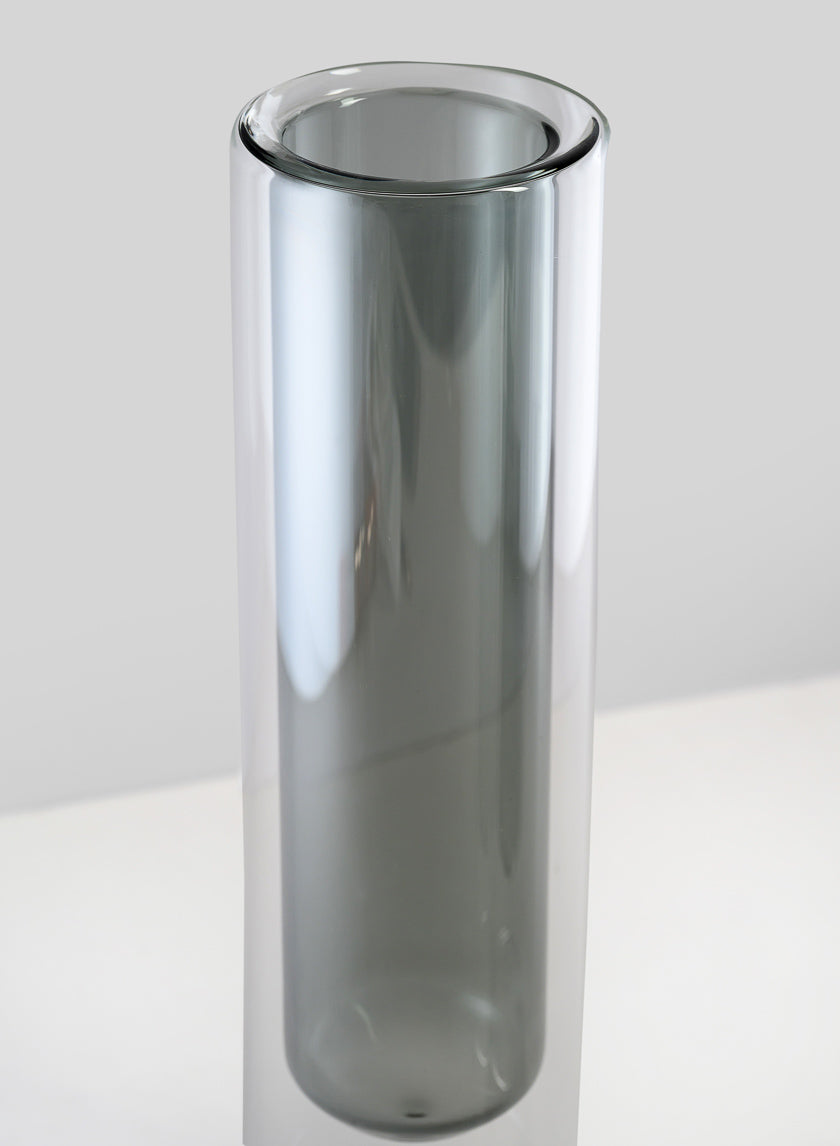 9.5in Tall Smoke Pasteur Dual Tone Tube Glass Vase Decor Jamali-garden