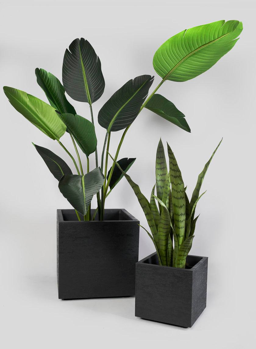15in Tall Cube Tribeca Charcoal Gravity Cube Planter Decor Jamali-garden