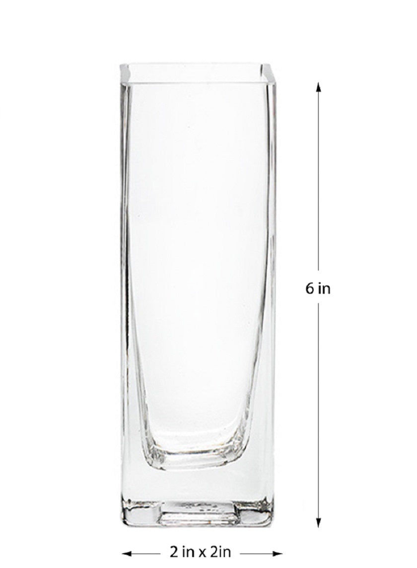 6in Tall Square Glass Vase Decor Jamali-garden