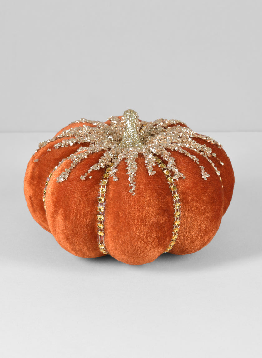 6in Wide Brown Guilded Pumpkin Decor Jamali-garden