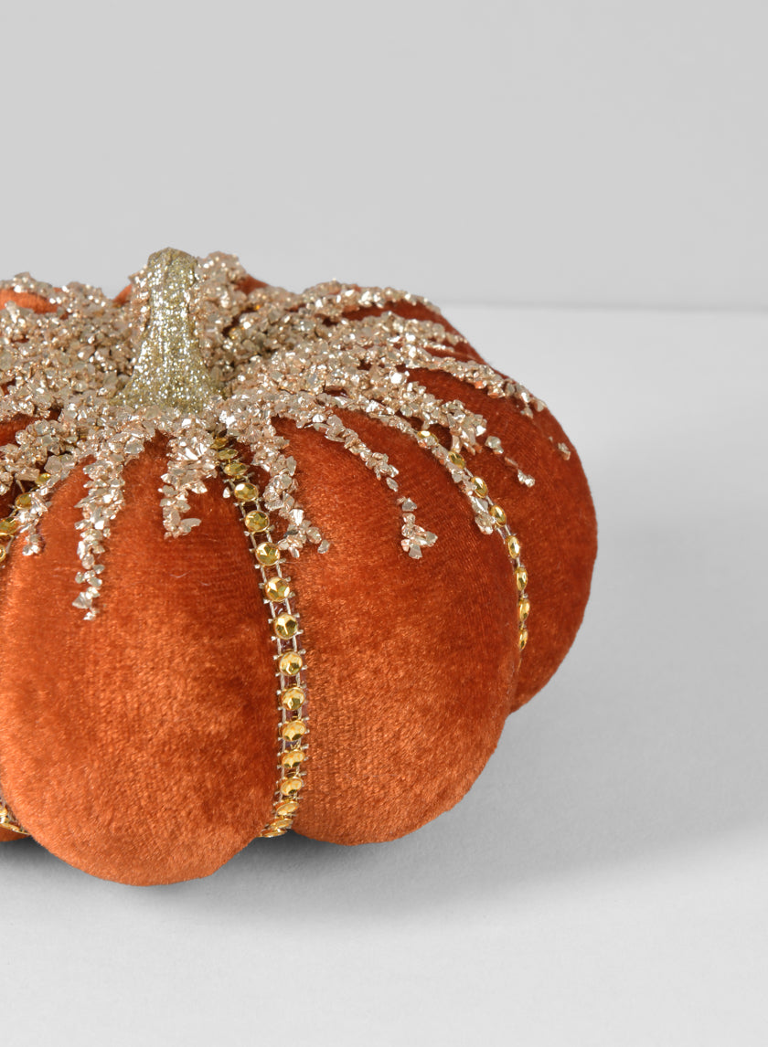 6in Wide Brown Guilded Pumpkin Decor Jamali-garden