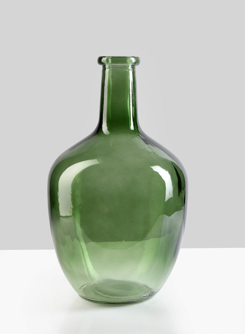 12in Tall Green Glass Bottle Vase Decor Jamali-garden