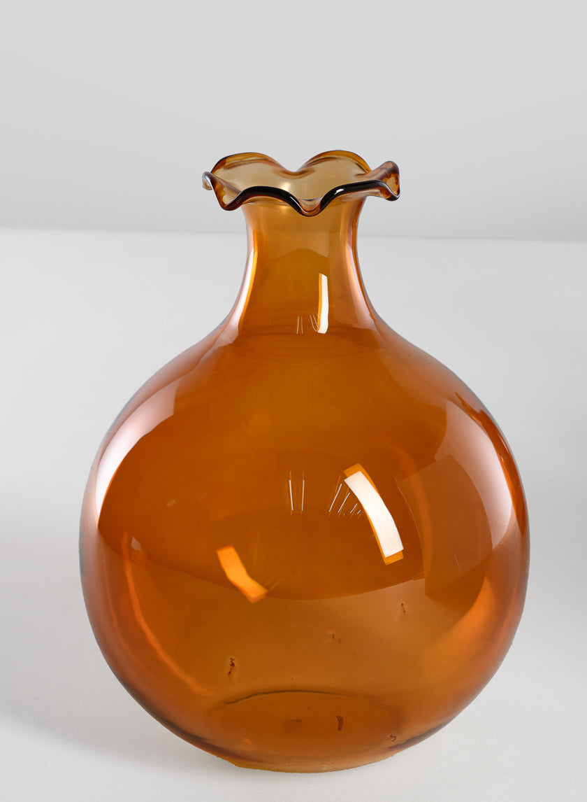 5in Tall Amber Iris Ball Glass Vase Decor Jamali-garden
