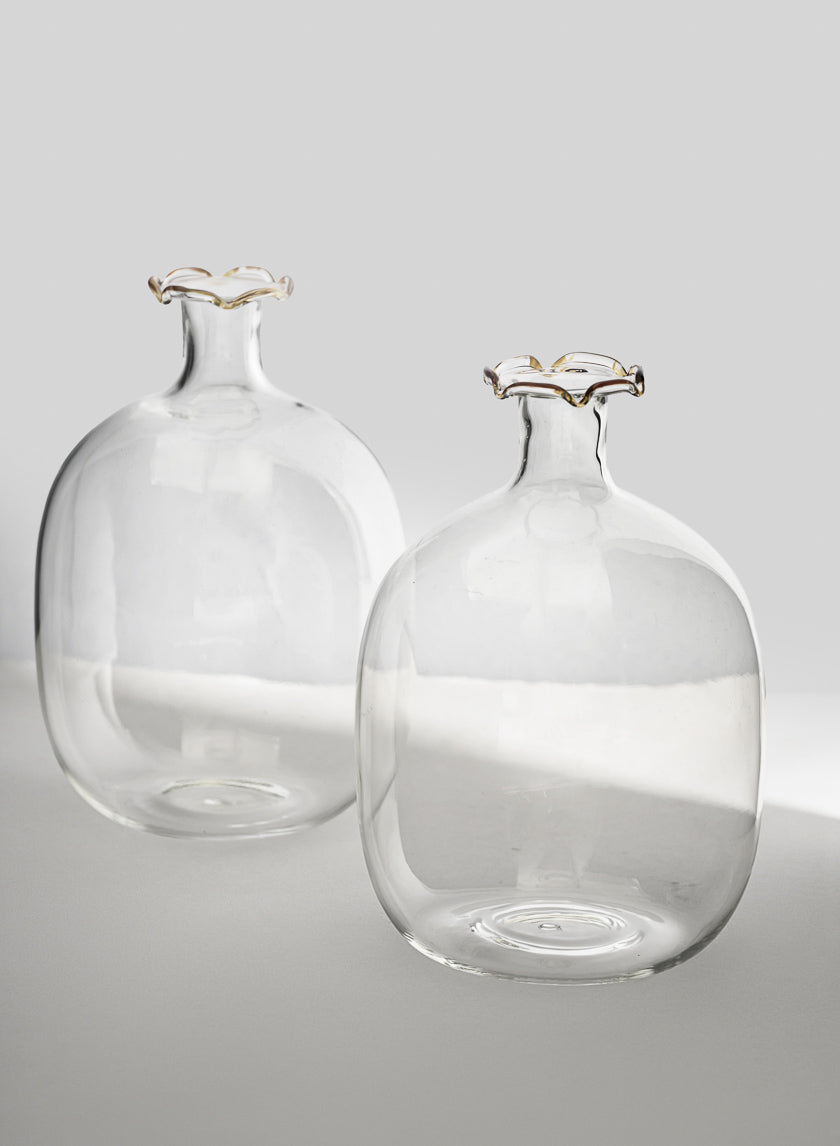 6in Tall Amber Tip Iris Oval Mini Glass Vase, Set of 2 Decor Jamali-garden