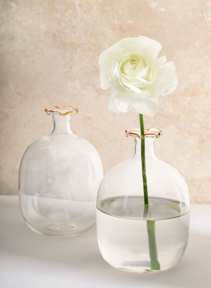 6in Tall Amber Tip Iris Oval Mini Glass Vase, Set of 2 Decor Jamali-garden