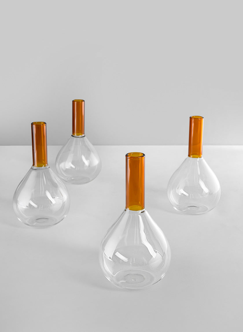 5in Tall Archimedes Amber Tip Glass Vase, Mini Decor Jamali-garden