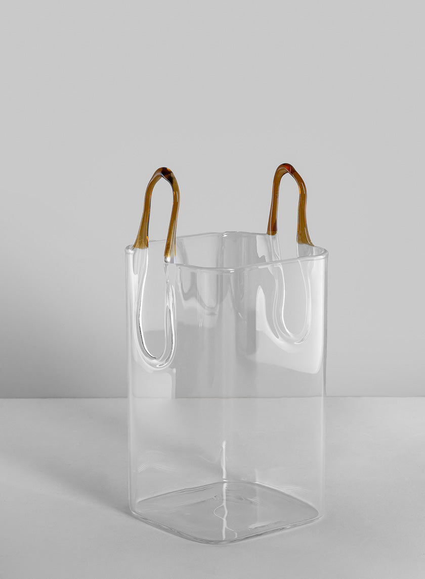 6.5in Tall Le Sac Bag Glass Vase, Mini Decor Jamali-garden