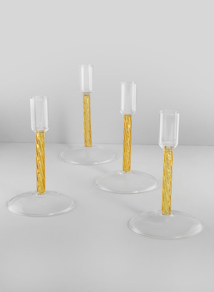 Luxe Amber Glass Candle Stick Decor Jamali-garden