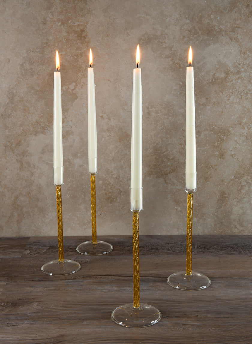 Luxe Amber Glass Candle Stick Decor Jamali-garden