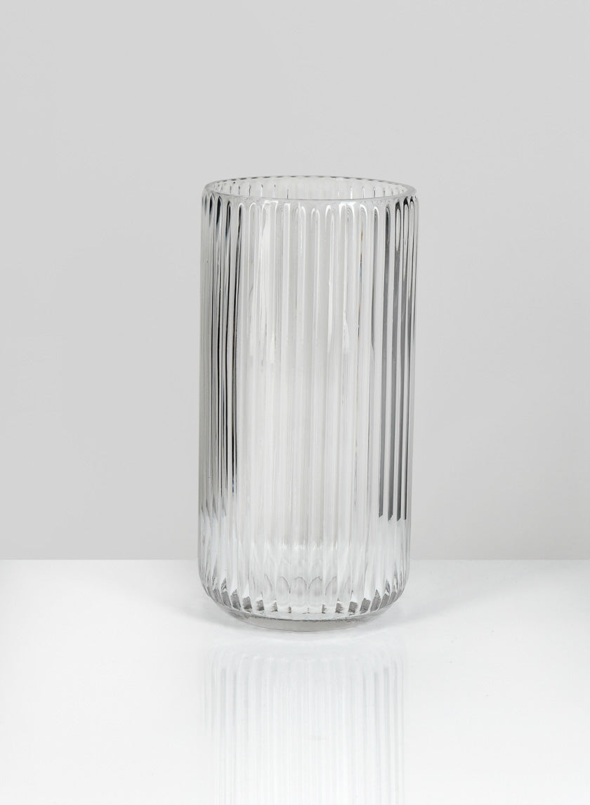 8in Tall Pleated Clear Glass Vase Decor Jamali-garden