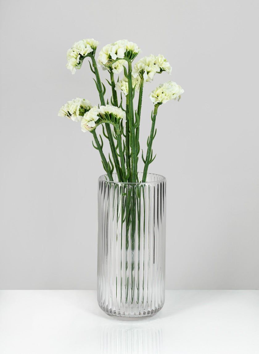 8in Tall Pleated Clear Glass Vase Decor Jamali-garden