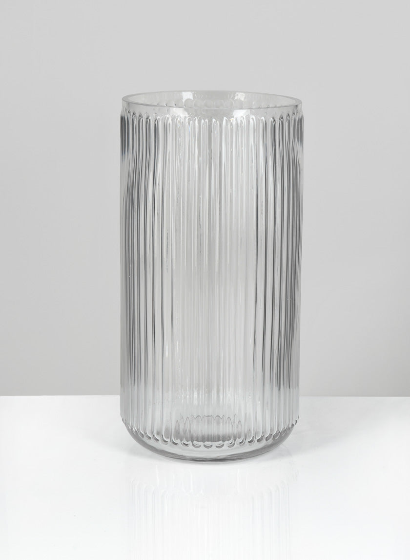 11in Tall Pleated Clear Glass Vase Decor Jamali-garden