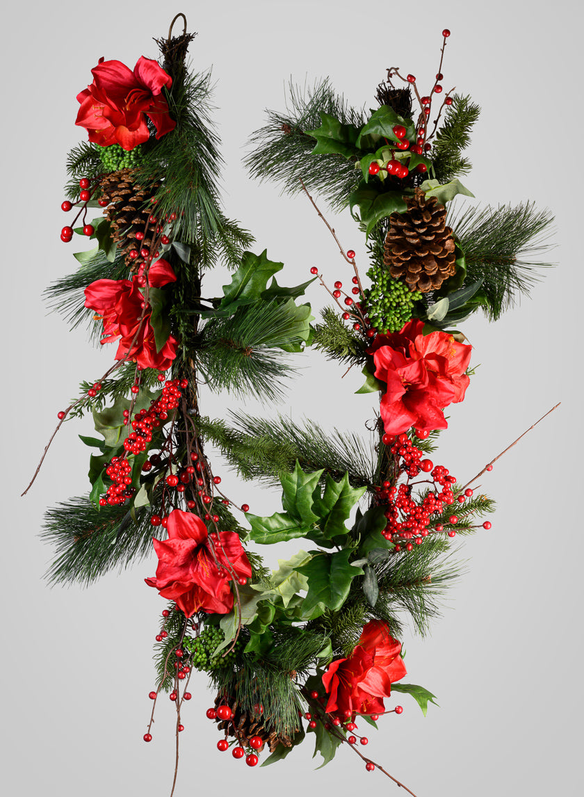 60in Long Amaryllis Garland Decor Jamali-garden
