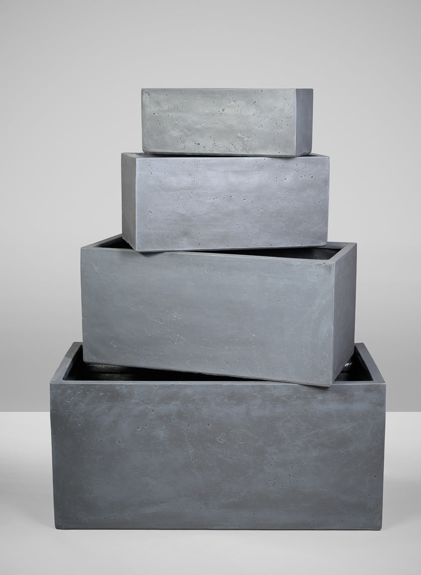 Longine Patio All Weather Light Weight Speckle Grey Polyresin Rectangular Planters Decor Jamali-garden