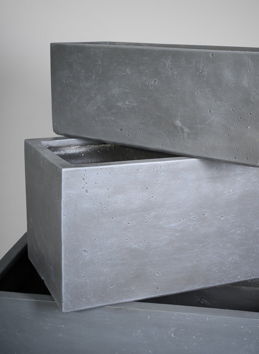 Longine Patio All Weather Light Weight Speckle Grey Polyresin Rectangular Planters Decor Jamali-garden