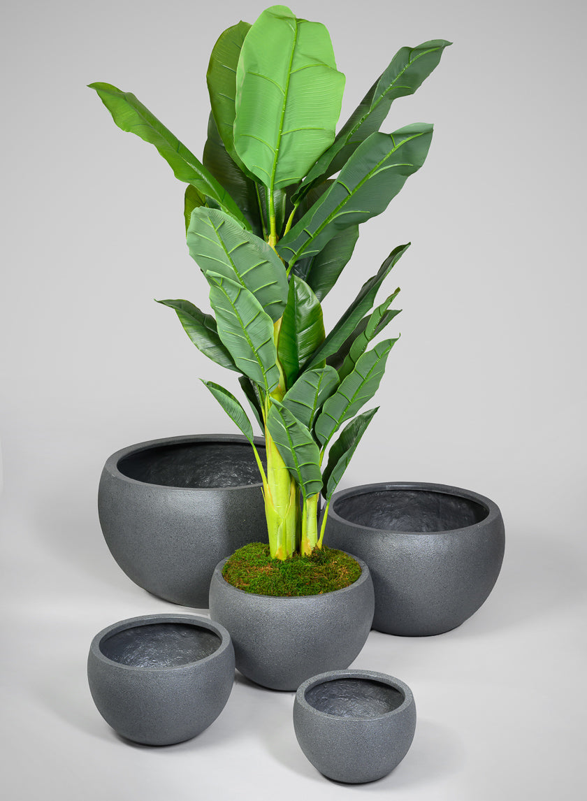 All Weather Light Weight Speckle Black Polyresin Planters Decor Jamali-garden