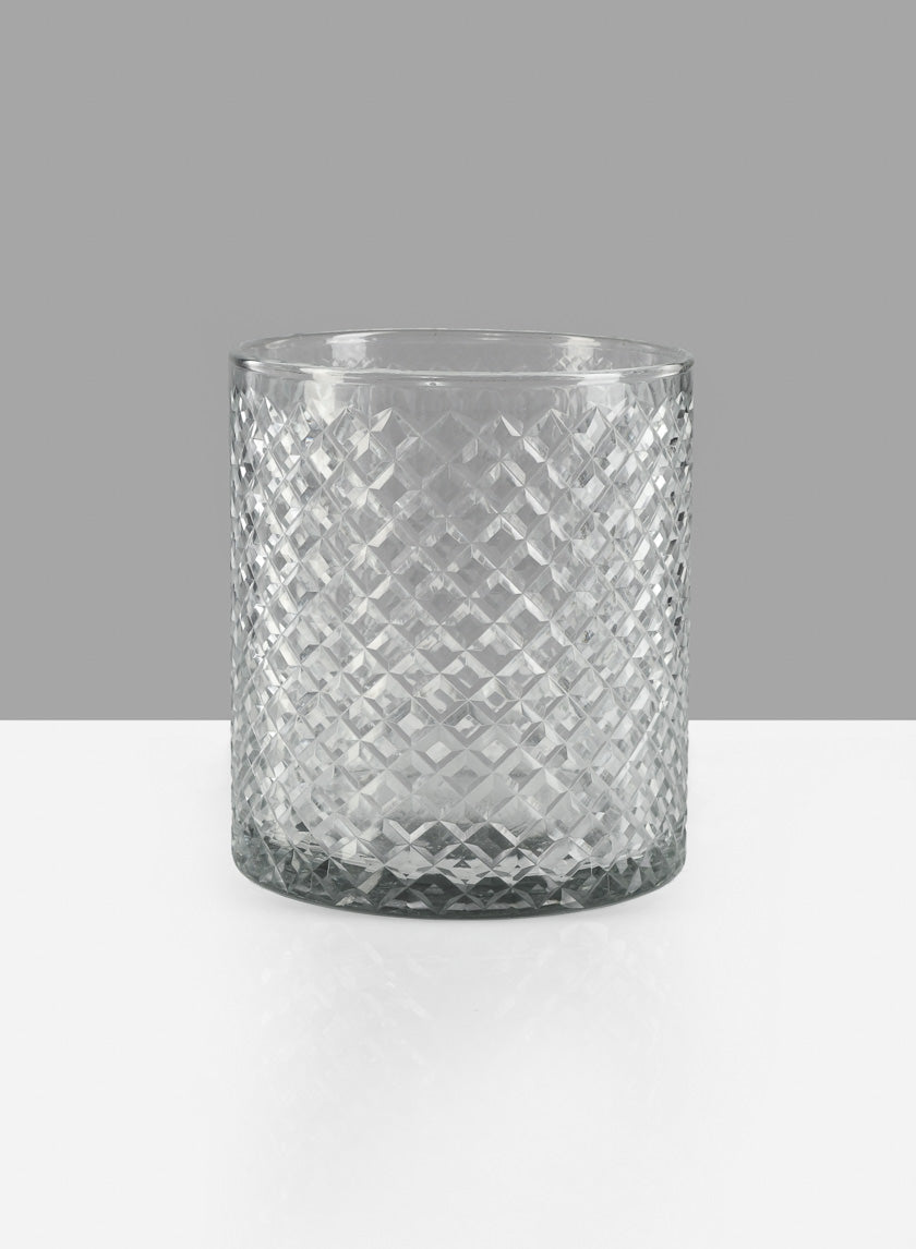 6in Tall Diamond Cut Glass Cylinder Decor Jamali-garden