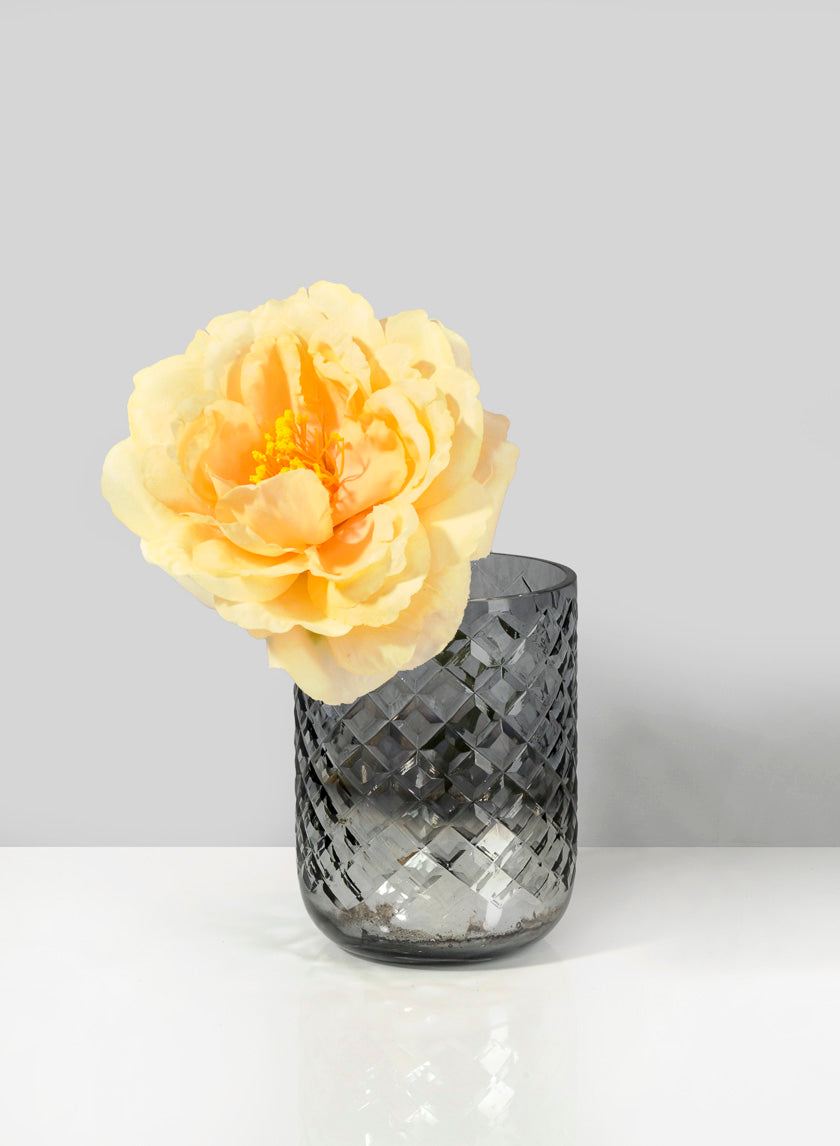 4in Tall Diamond Cut Smoke Glass Votive Holder Decor Jamali-garden