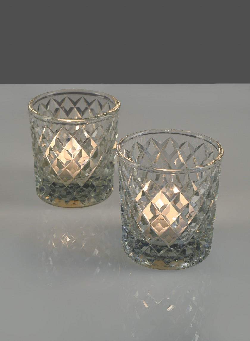 3.25in Tall Diamond Glass Votive Decor Jamali-garden