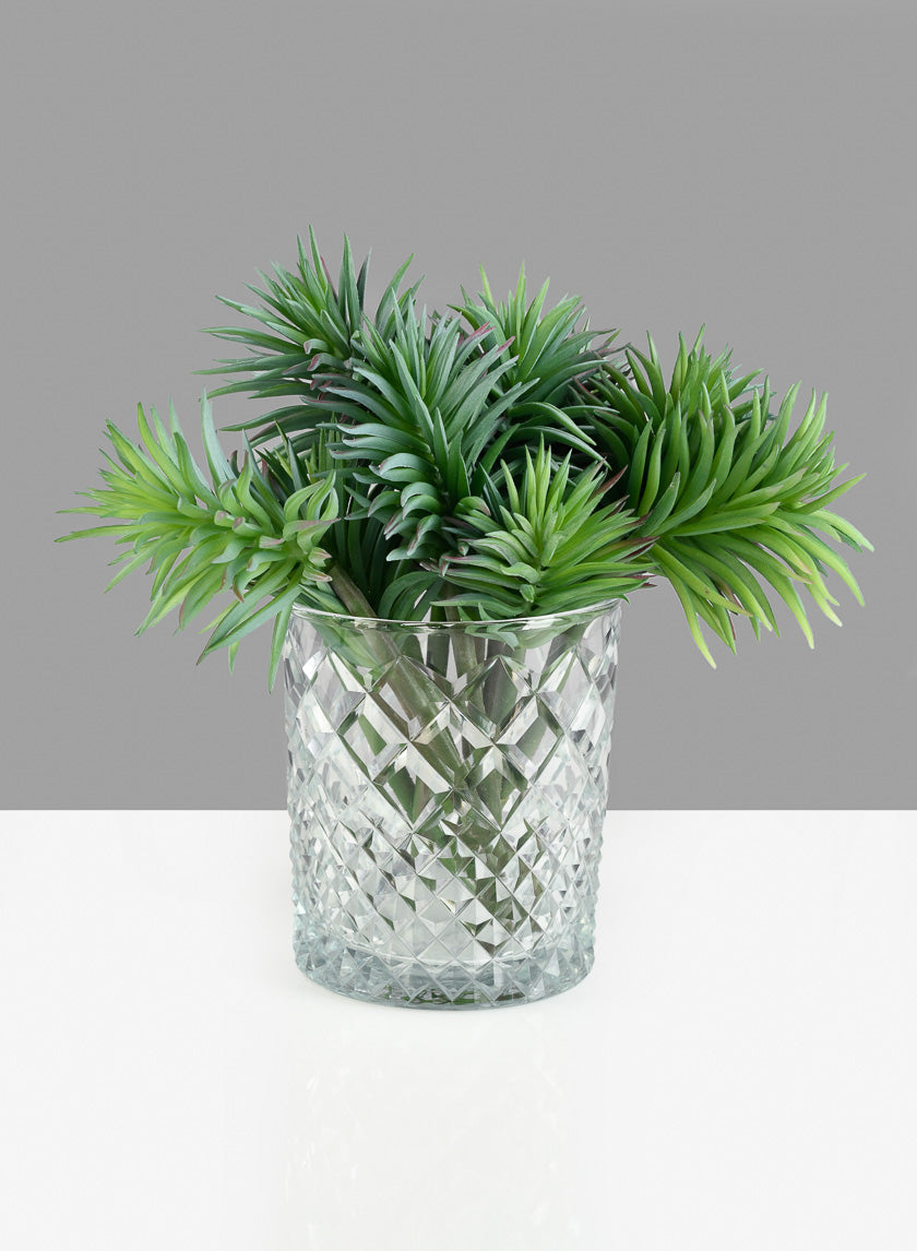 4.75in Tall Diamond Cut Glass Round Vase Decor Jamali-garden