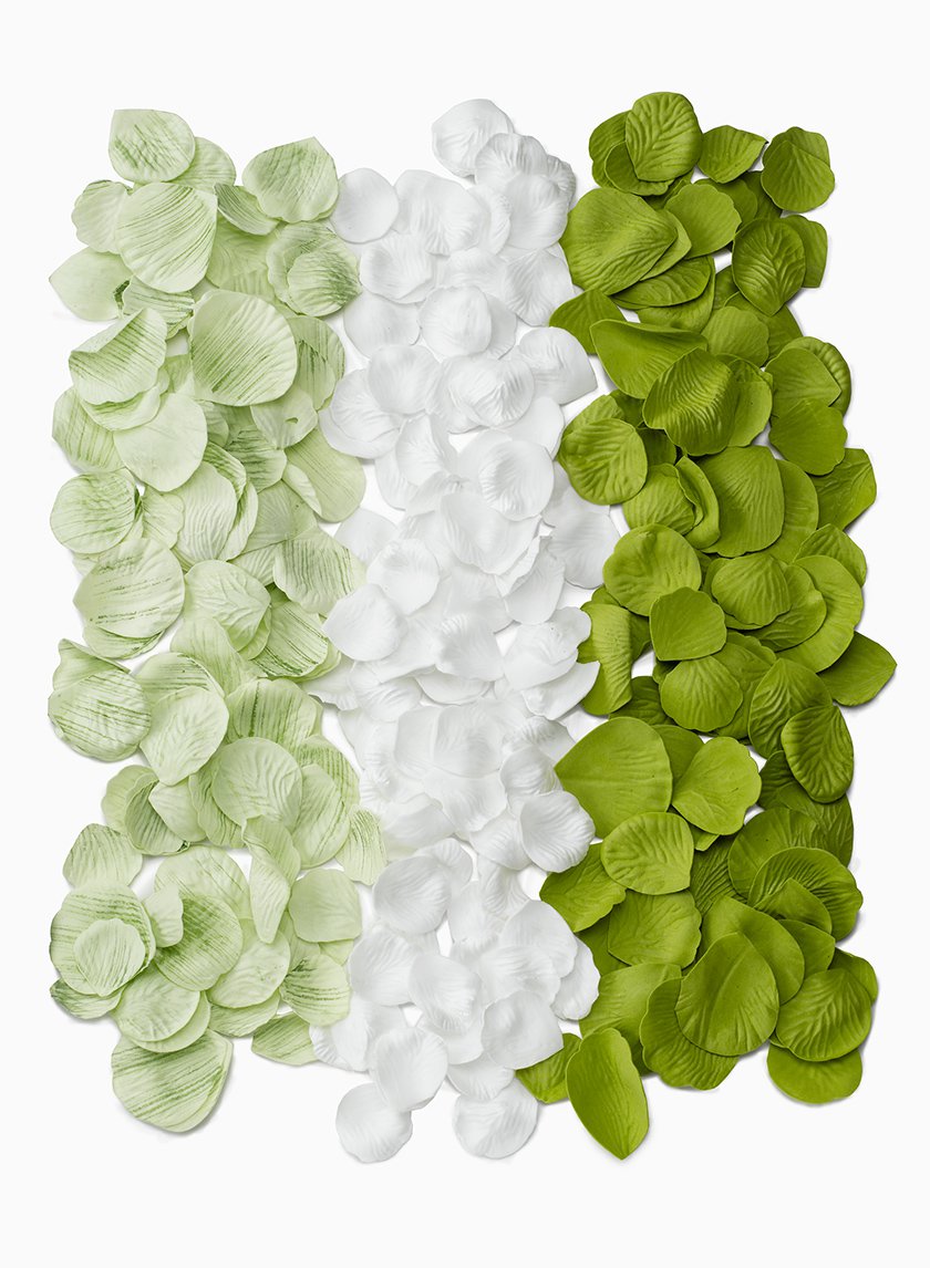 Pale Green, White, &amp; Green Foam Rose Petals Decor Jamali-garden