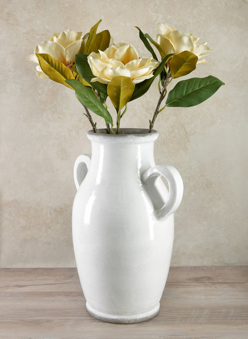 18in Tall Andra Ceramic White Glazed Jar Vase Decor Jamali-garden