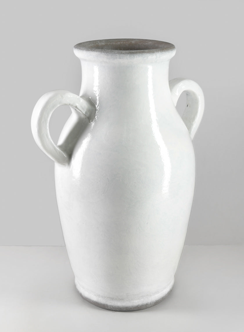 18in Tall Andra Ceramic White Glazed Jar Vase Decor Jamali-garden