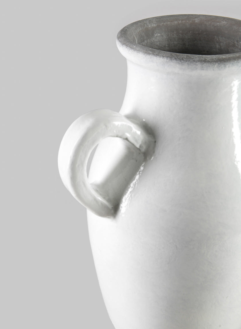 18in Tall Andra Ceramic White Glazed Jar Vase Decor Jamali-garden