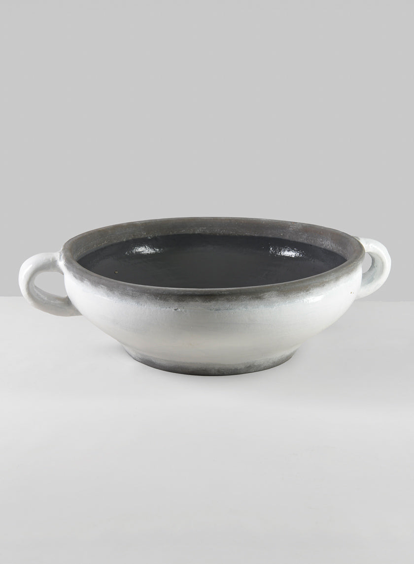 15in Wide Andra Ceramic White Glazed Bowl Decor Jamali-garden