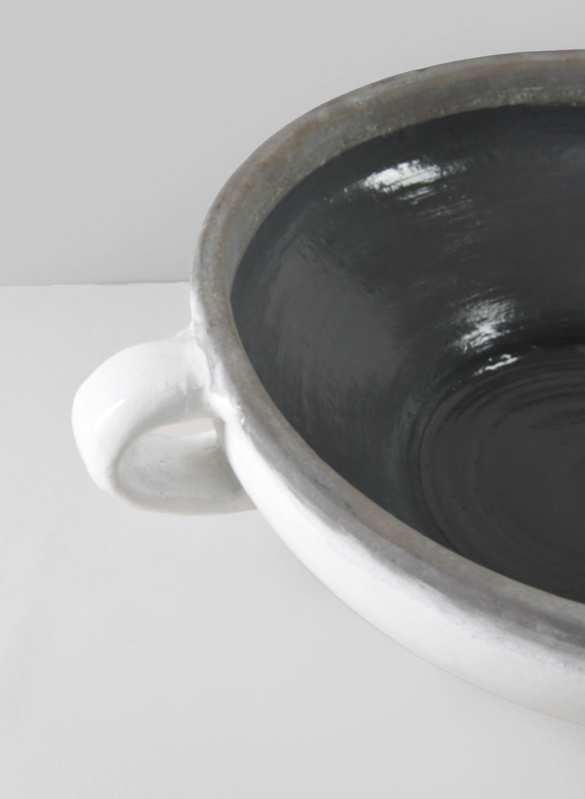 15in Wide Andra Ceramic White Glazed Bowl Decor Jamali-garden