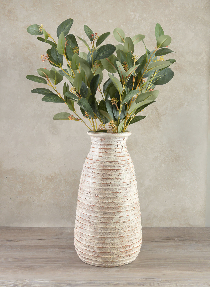 15.5in Tall Ancient White Wash Vase Decor Jamali-garden