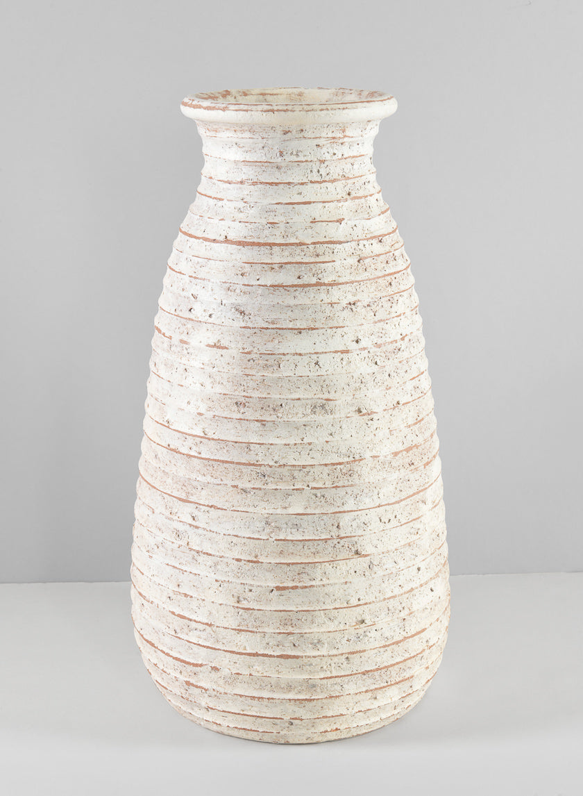 15.5in Tall Ancient White Wash Vase Decor Jamali-garden
