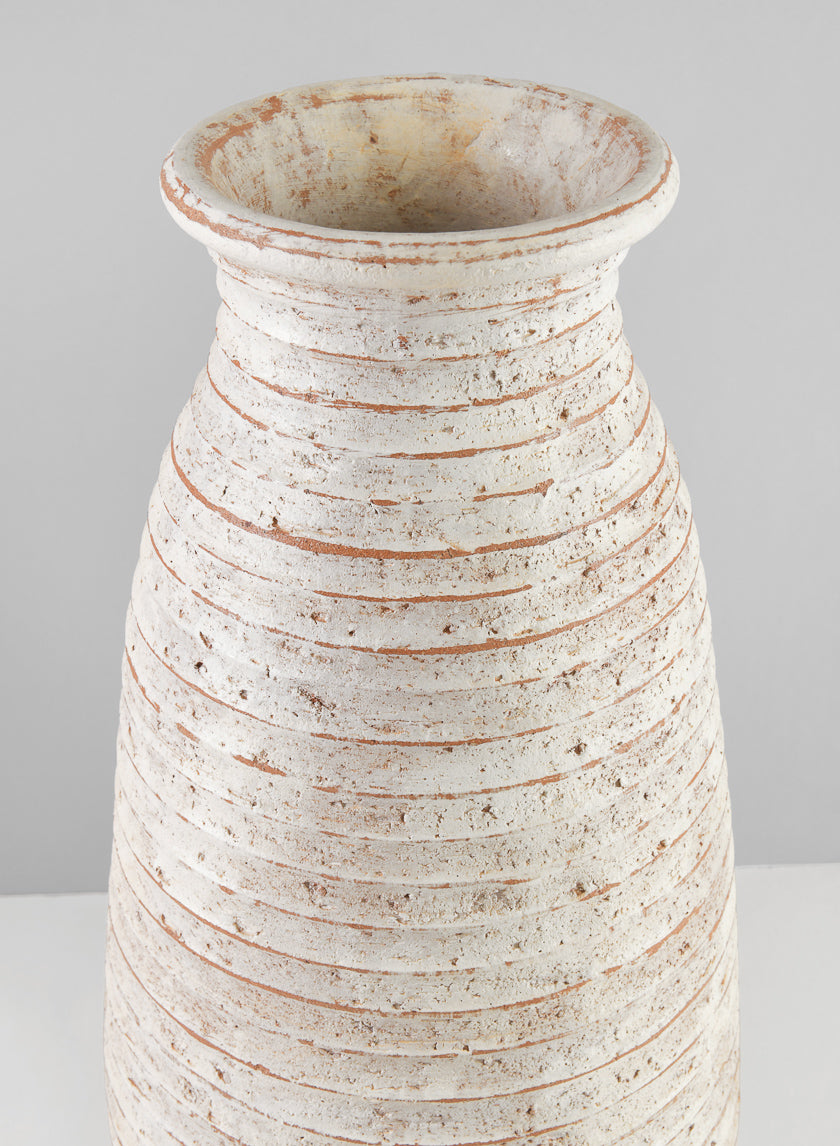 15.5in Tall Ancient White Wash Vase Decor Jamali-garden