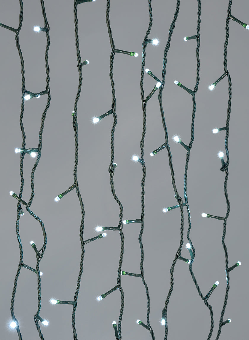 49ft Long Cord 200 Cool White LED Lights Set, Green Cord Decor Jamali-garden