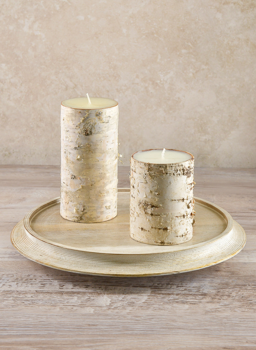 3in Wide Birch Pillar Candle Decor Jamali-garden