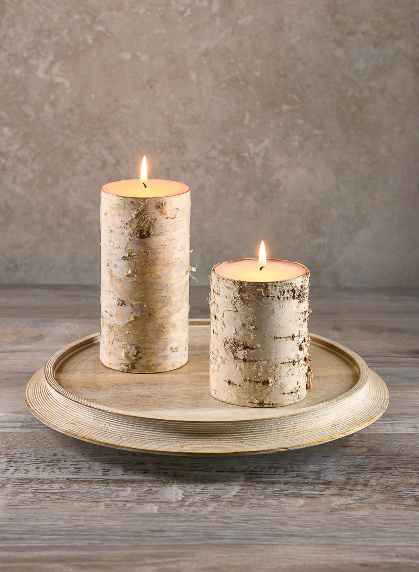 3in Wide Birch Pillar Candle Decor Jamali-garden